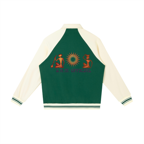 Contrast Raglan Sleeve Baseball Jacket