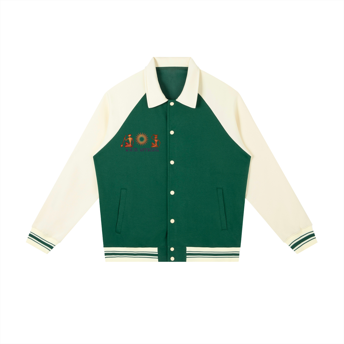 Contrast Raglan Sleeve Baseball Jacket