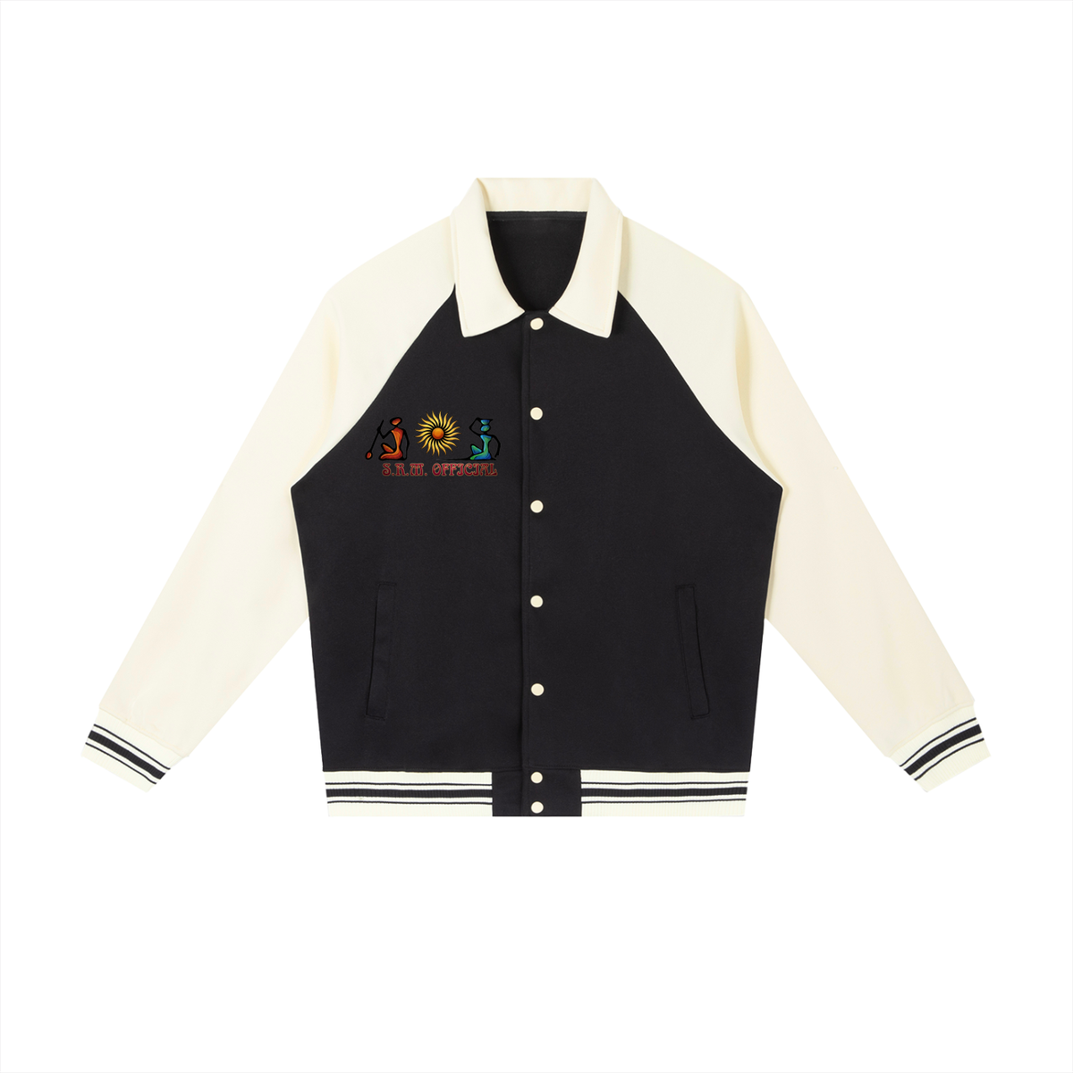Contrast Raglan Sleeve Baseball Jacket